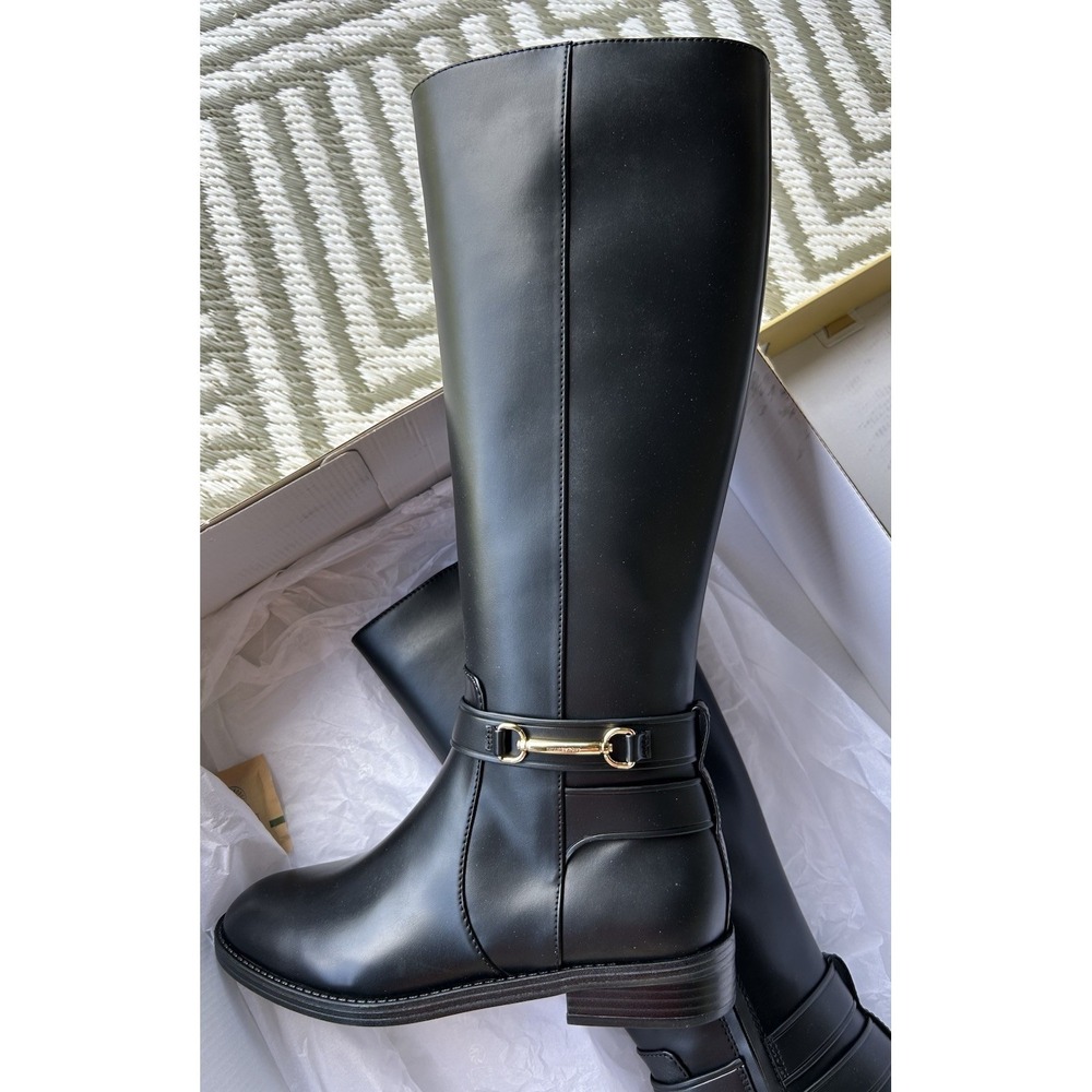 New In Box $248 CARSON Horse-bit FLAT BOOT FAUX LEATHER BOOTS 8M